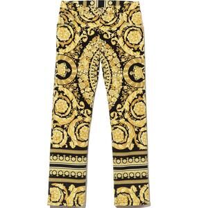 NEW VERSACE kid's barocco jeans in black & gold